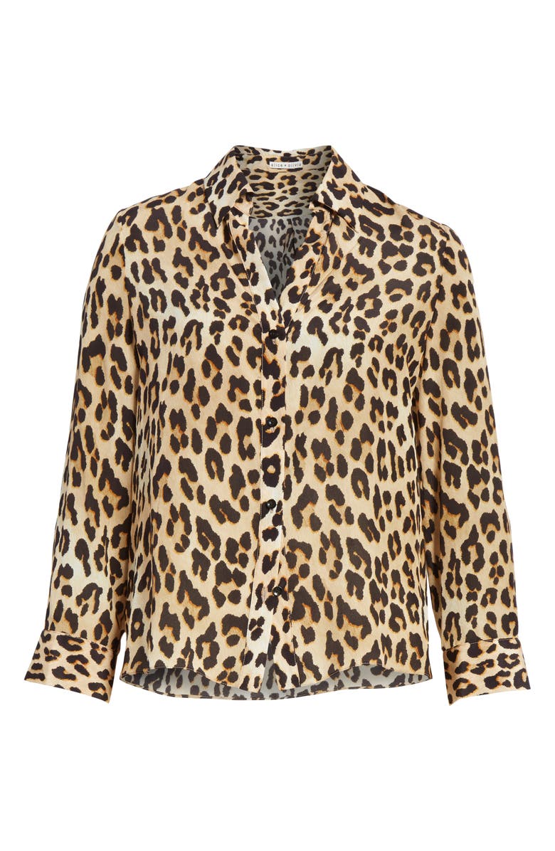Alice + Olivia Eloise Leopard Print Silk Blouse, Alternate, color, 
