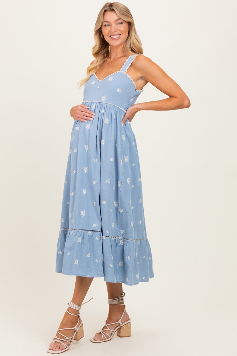 Vintage Floral Smocked Midi Dress, Alternate, color, Light Blue