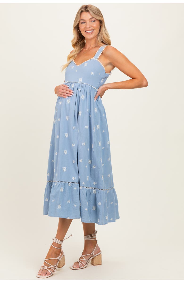 PinkBlush Vintage Floral Smocked Midi Dress, Alternate, color, Light Blue