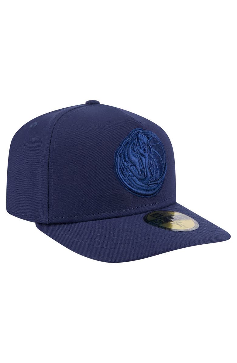 New Era Men's New Era Navy Dallas Mavericks Colorpack A-Frame Pinch Front 59FIFTY Fitted Hat, Alternate, color, Navy