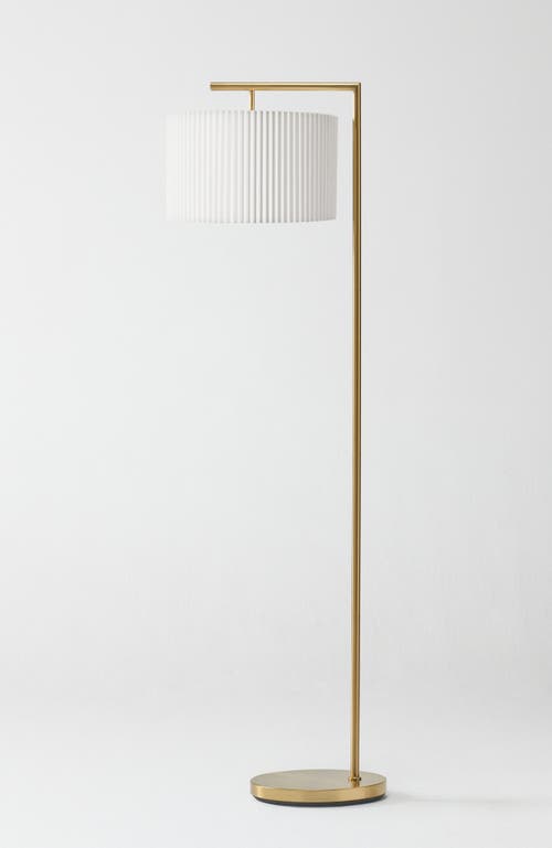 Brightech Montage Modern 60' Led Smart Home Compatible Floor Lamp With Pleated Lamp Shade In Antique Brass