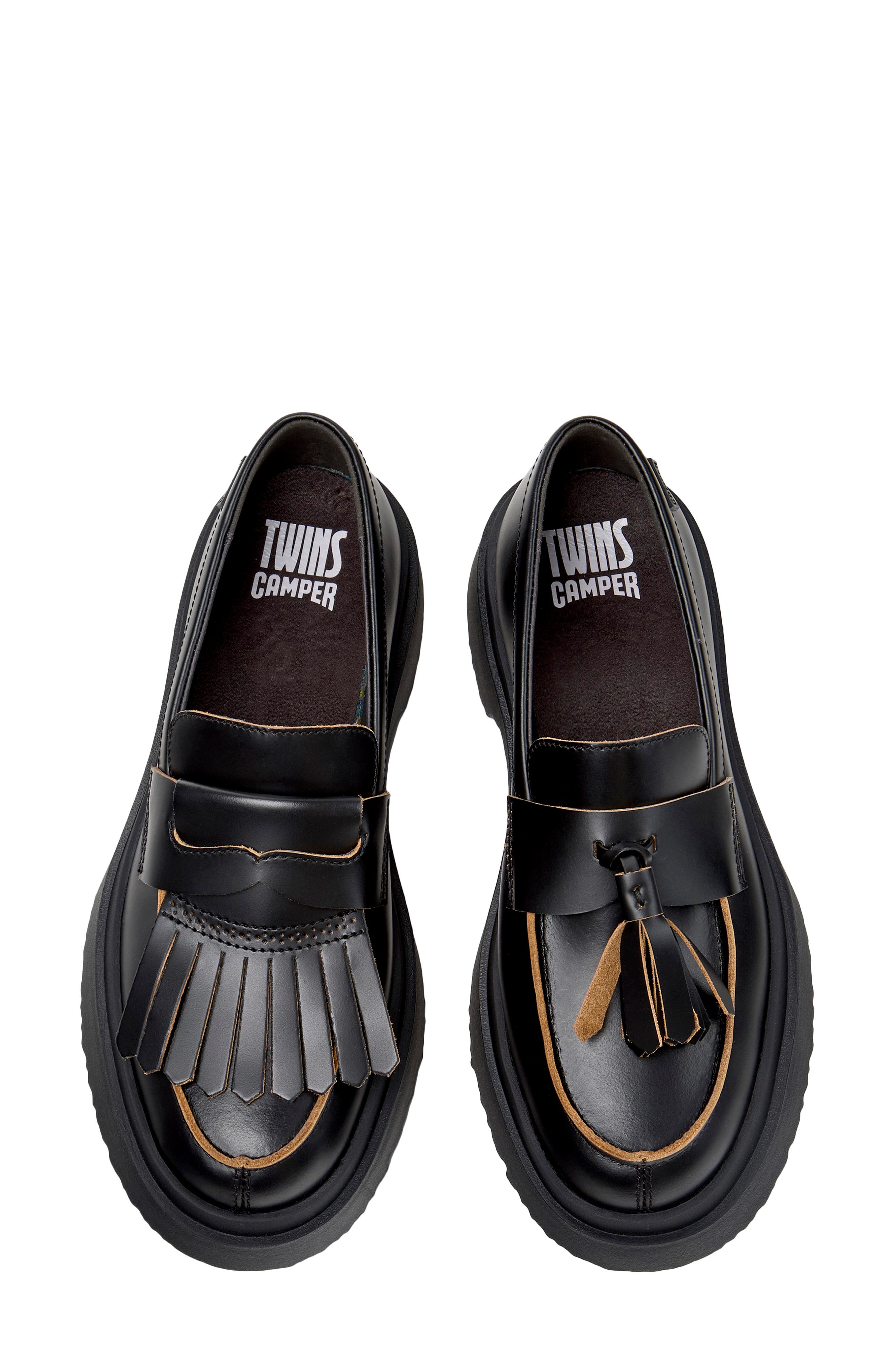 Camper Walden Twins Mismatch Loafer, Alternate, color, Black