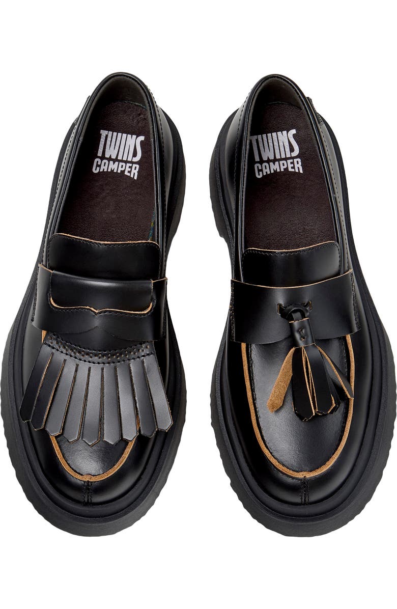 Camper Walden Twins Mismatch Loafer, Alternate, color, Black