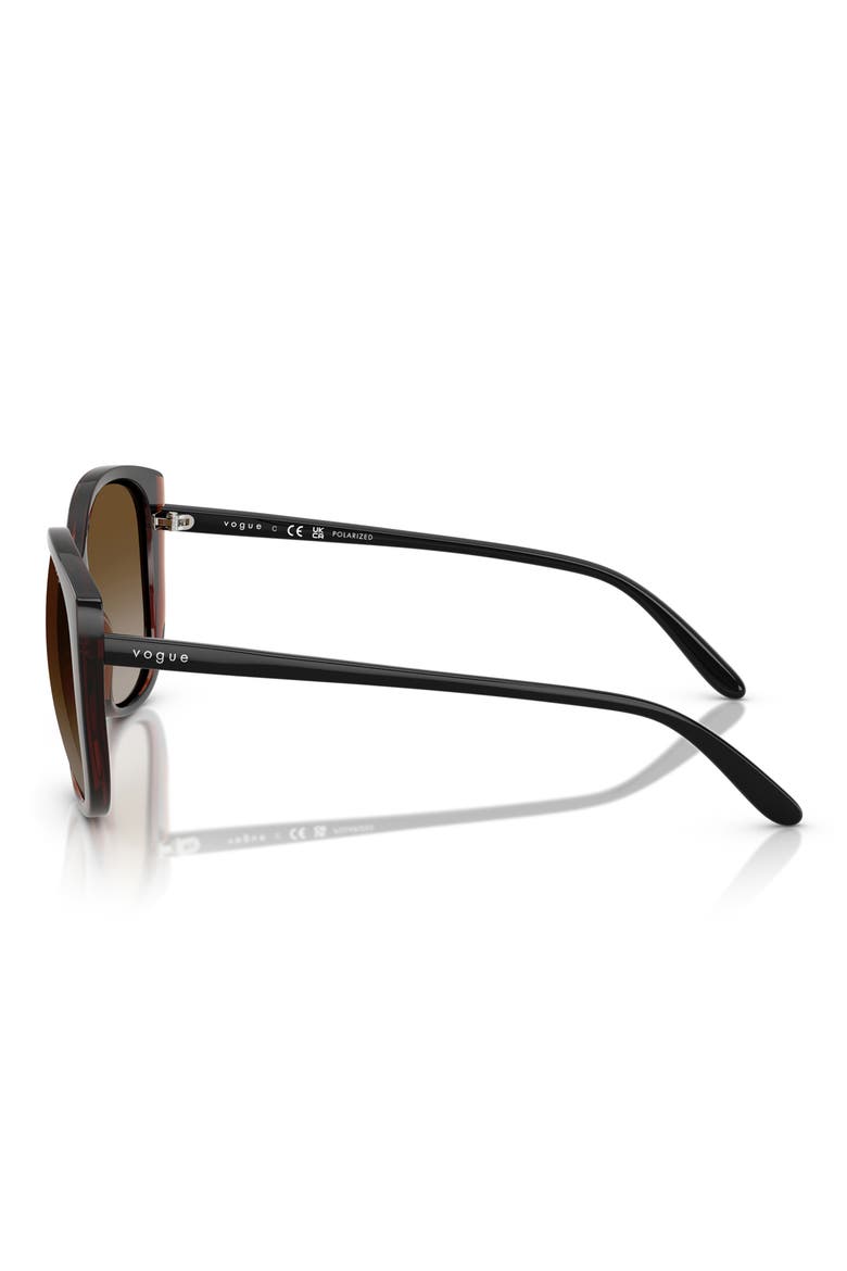 55mm Polarized Gradient Butterfly Sunglasses, Alternate, color, DARK HAVANA