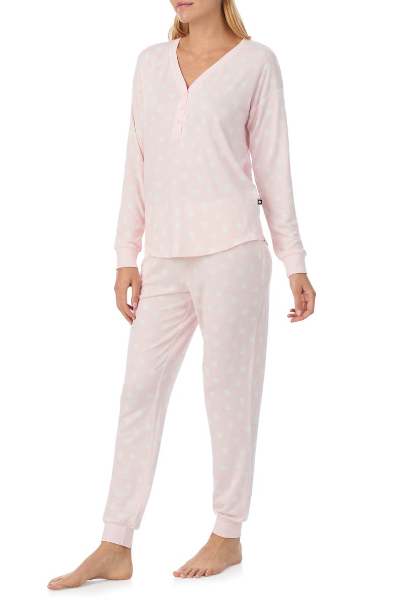 Kate Spade New York print henley pajamas, Alternate, color, Pink/ White