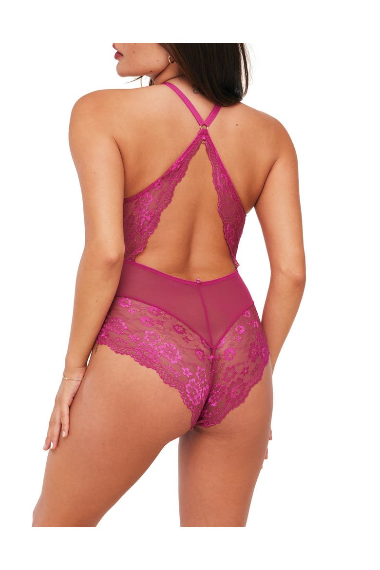 Renetta Lace Bodysuit Lingerie, Alternate, color, Dark pink