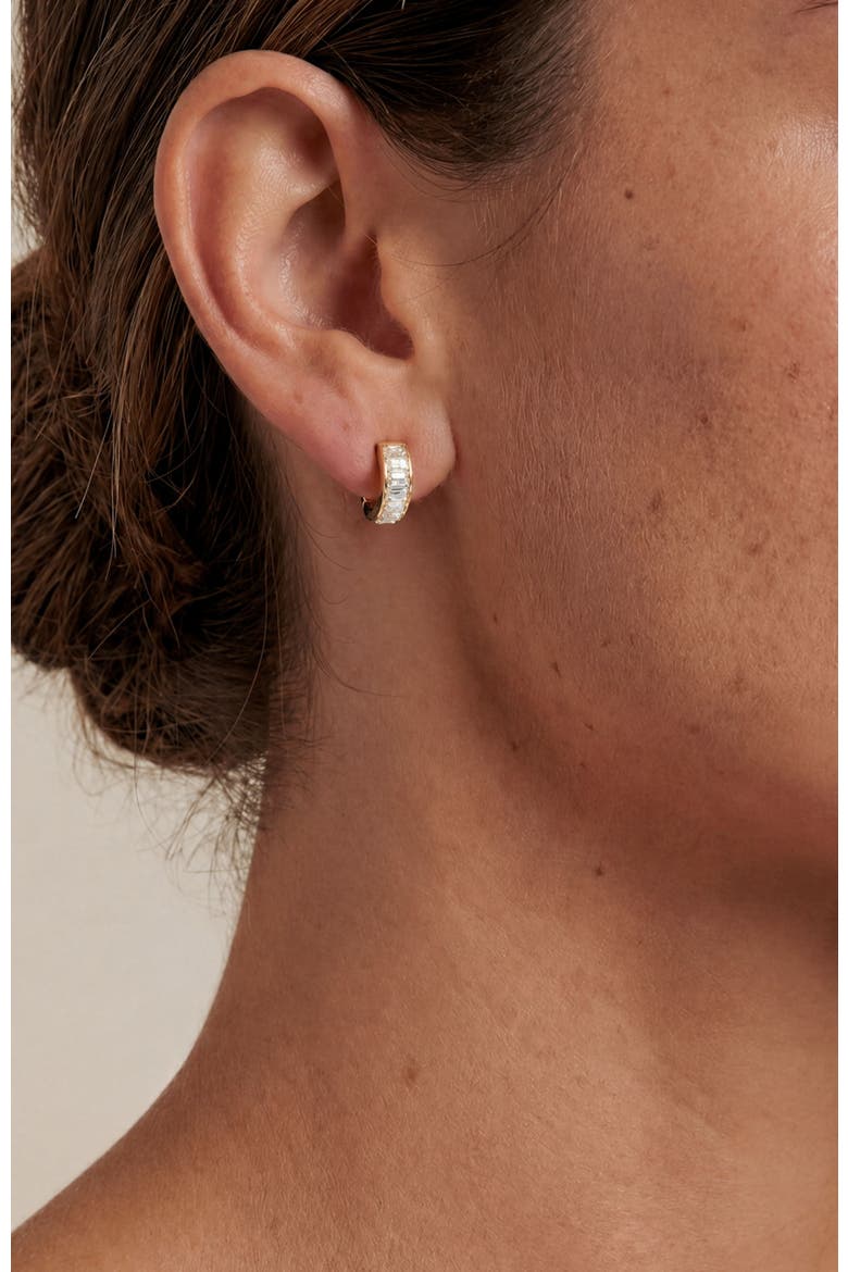 Mini Channel Set Huggie Earrings, Alternate, color, Gold