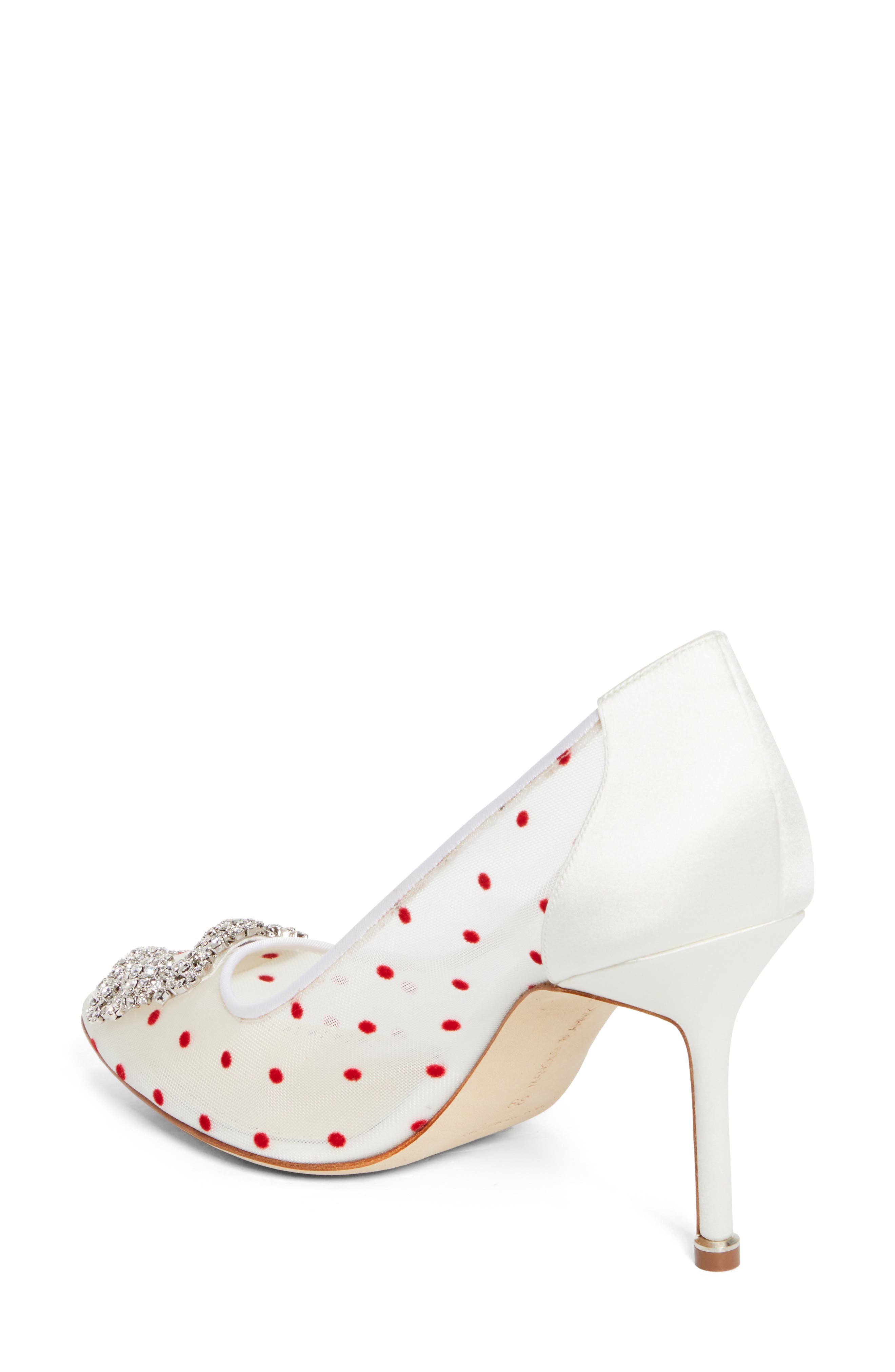 Manolo Blahnik Hangisi Pump, Alternate, color, Red/ Light Cream