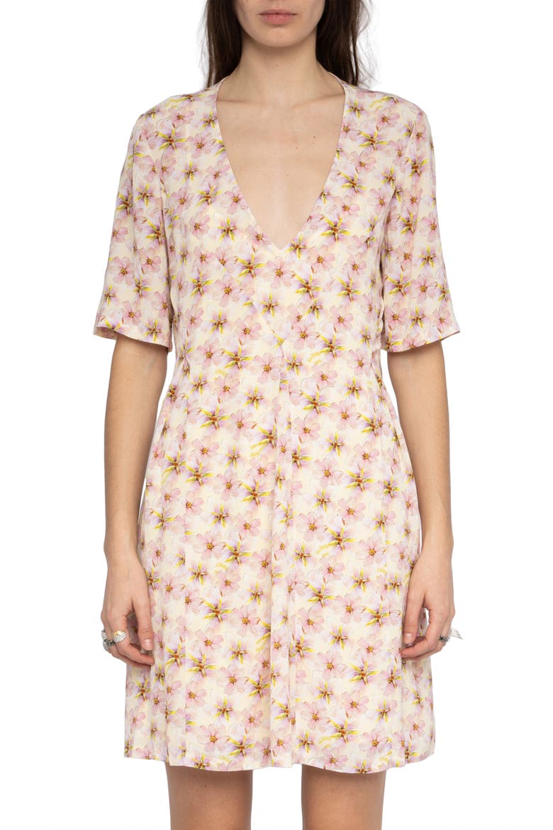 Rodalas Mirror Flowers Minidress, Alternate, color, PEAR