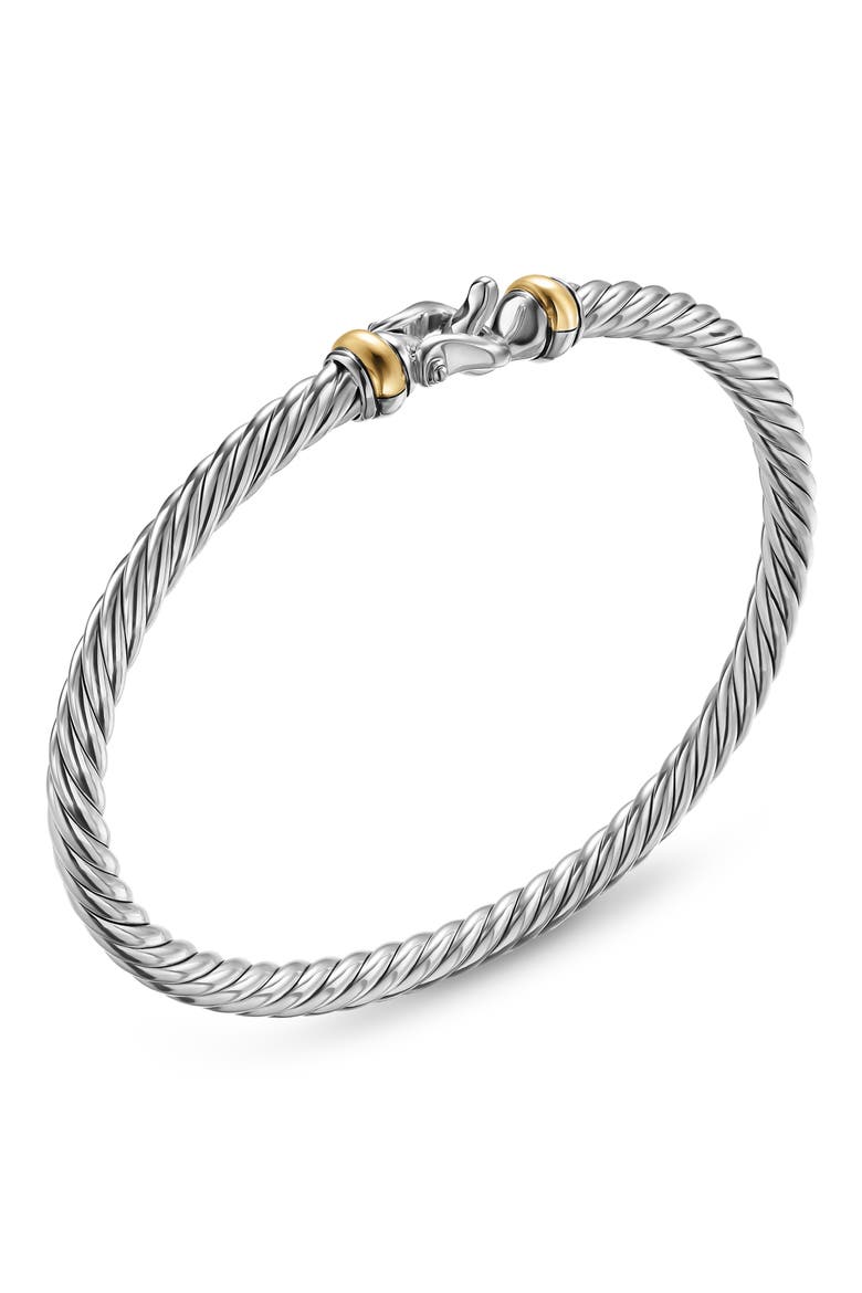 Cable Flex Buckle Bracelet in Sterling Silver with 14K Yellow Gold, Alternate, color, SILVER