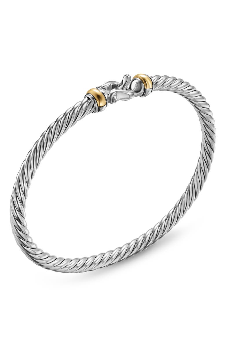 David Yurman Cable Flex Buckle Bracelet in Sterling Silver with 14K Yellow Gold, Alternate, color, Silver