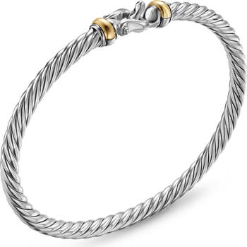 Cable Flex Buckle Bracelet in Sterling Silver with 14K Yellow Gold