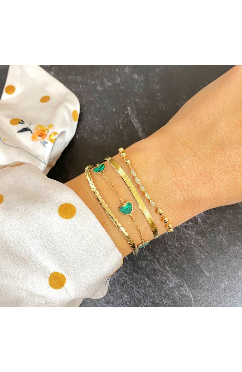 The Lovery Fine Jewelry Malachite Heart Station Bracelet, Alternate, color, Malachite