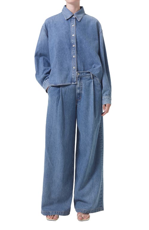 Agolde Aiden High-low Denim Shirt In Shout