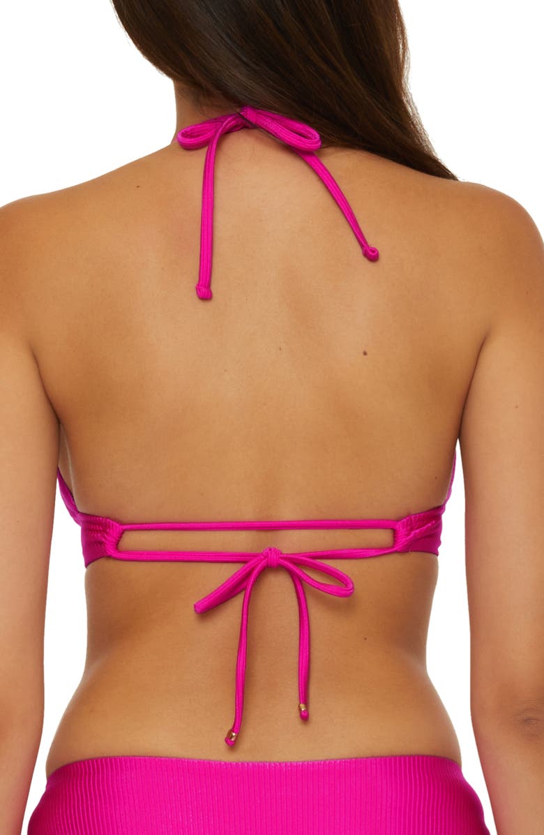 Becca Monte Carlo Halter Bikini Top, Alternate, color, Azalea