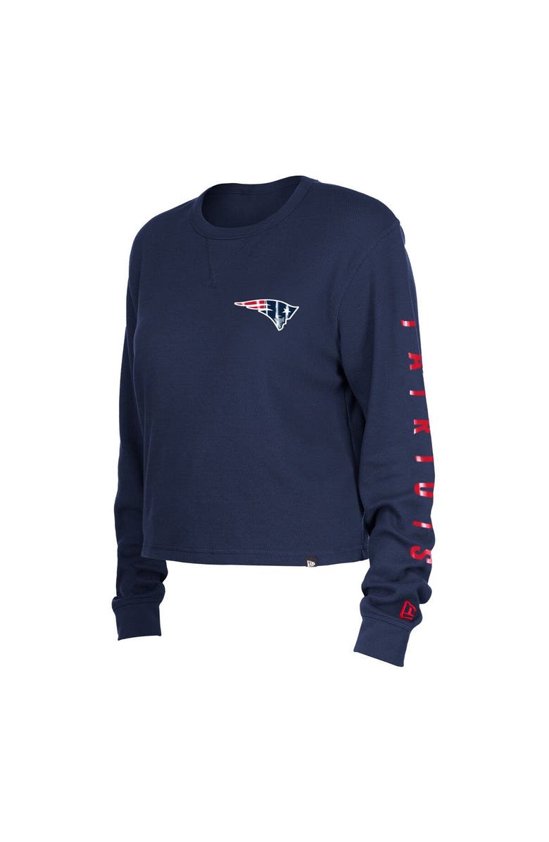 New Era Women's New Era Navy New England Patriots Thermal Crop Long Sleeve T-Shirt, Alternate, color, Navy
