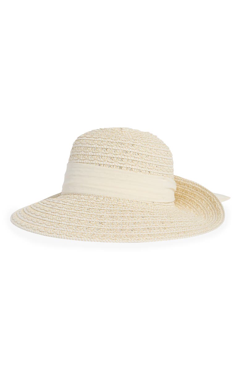 Nine West Straw Floppy Hat, Main, color, Ivory Combo