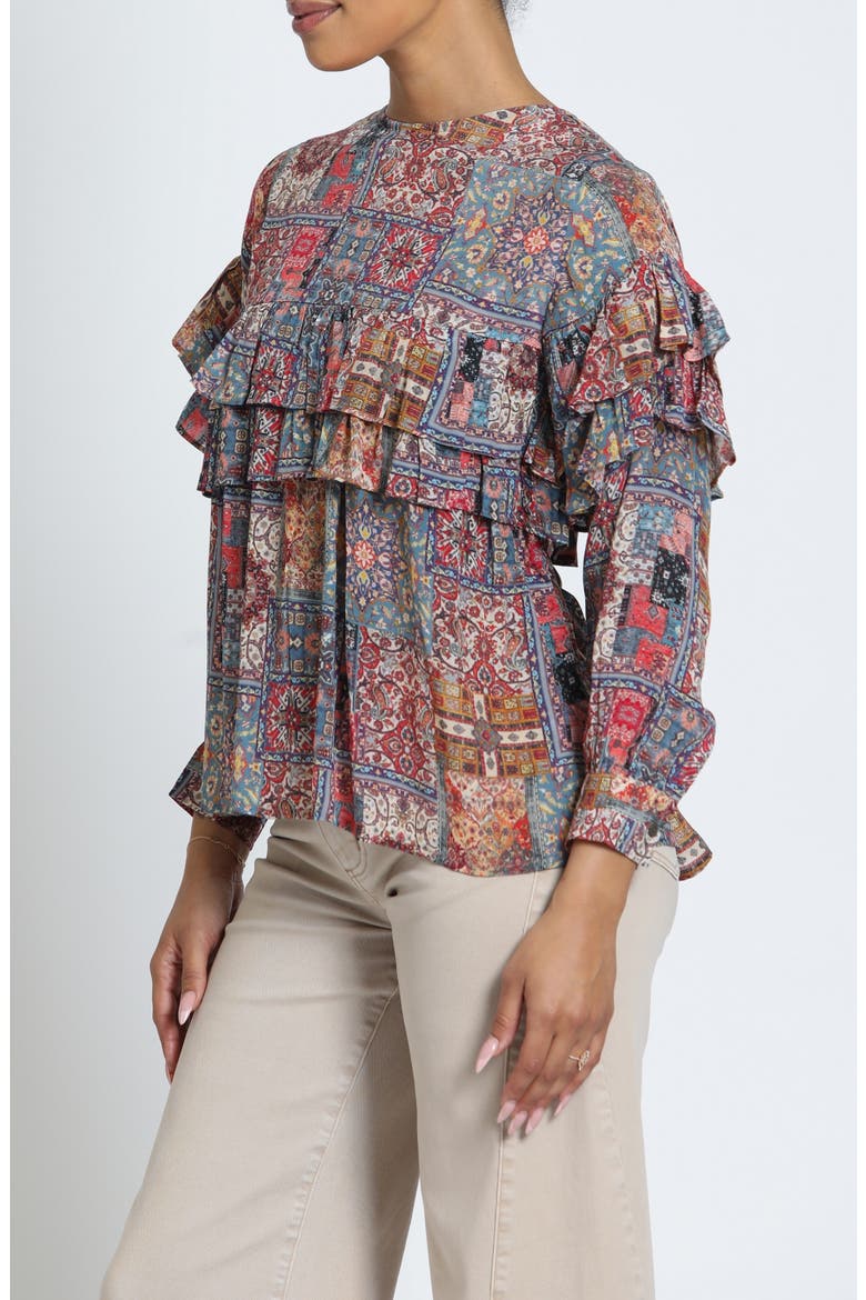 Ruffled Peasant Top, Alternate, color, DUSTY ROSE/MINERAL MULTI