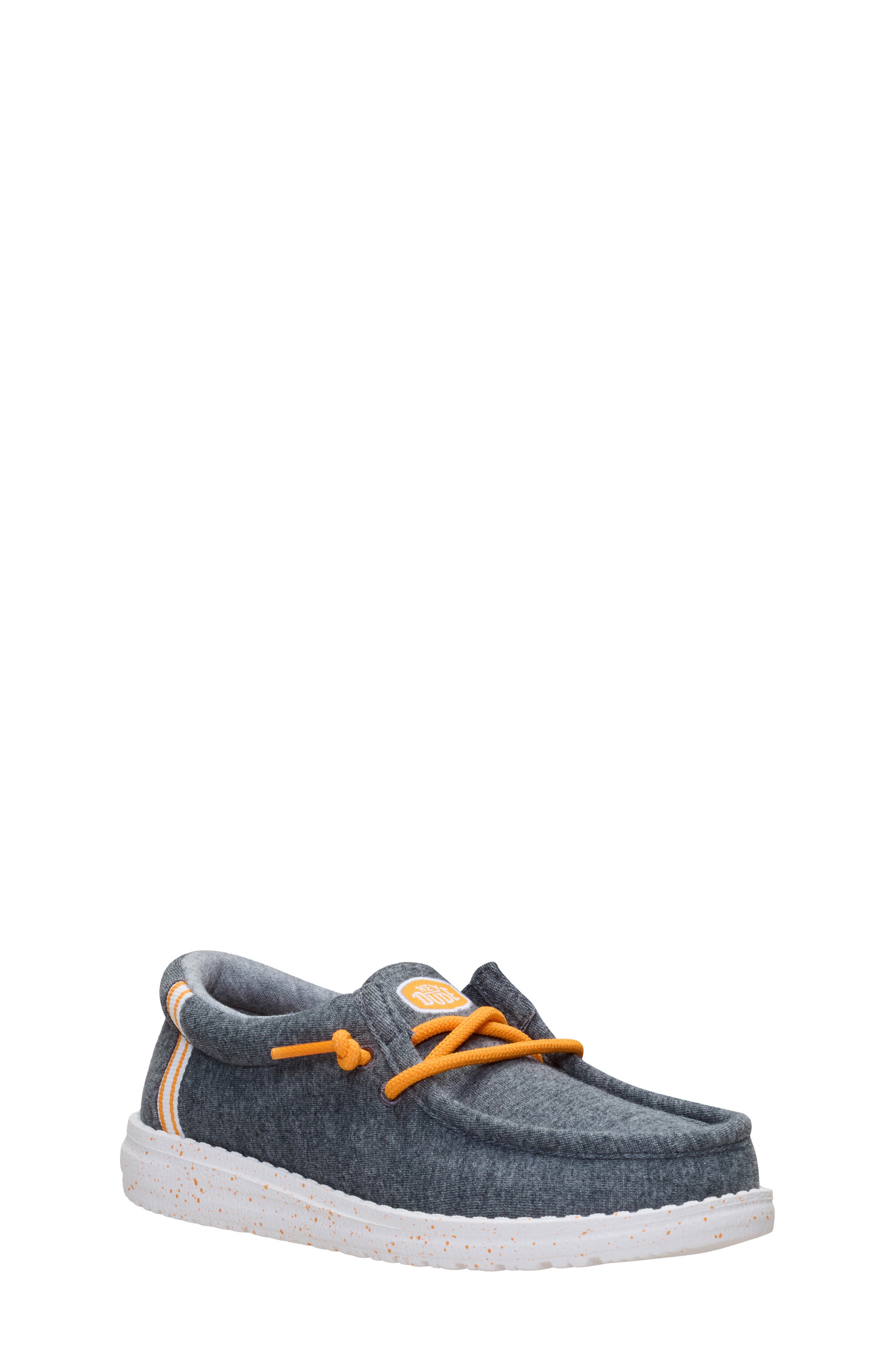 Kids' Wally Stretch Jersey Varsity Slip-On, Main, color, DARK GREY