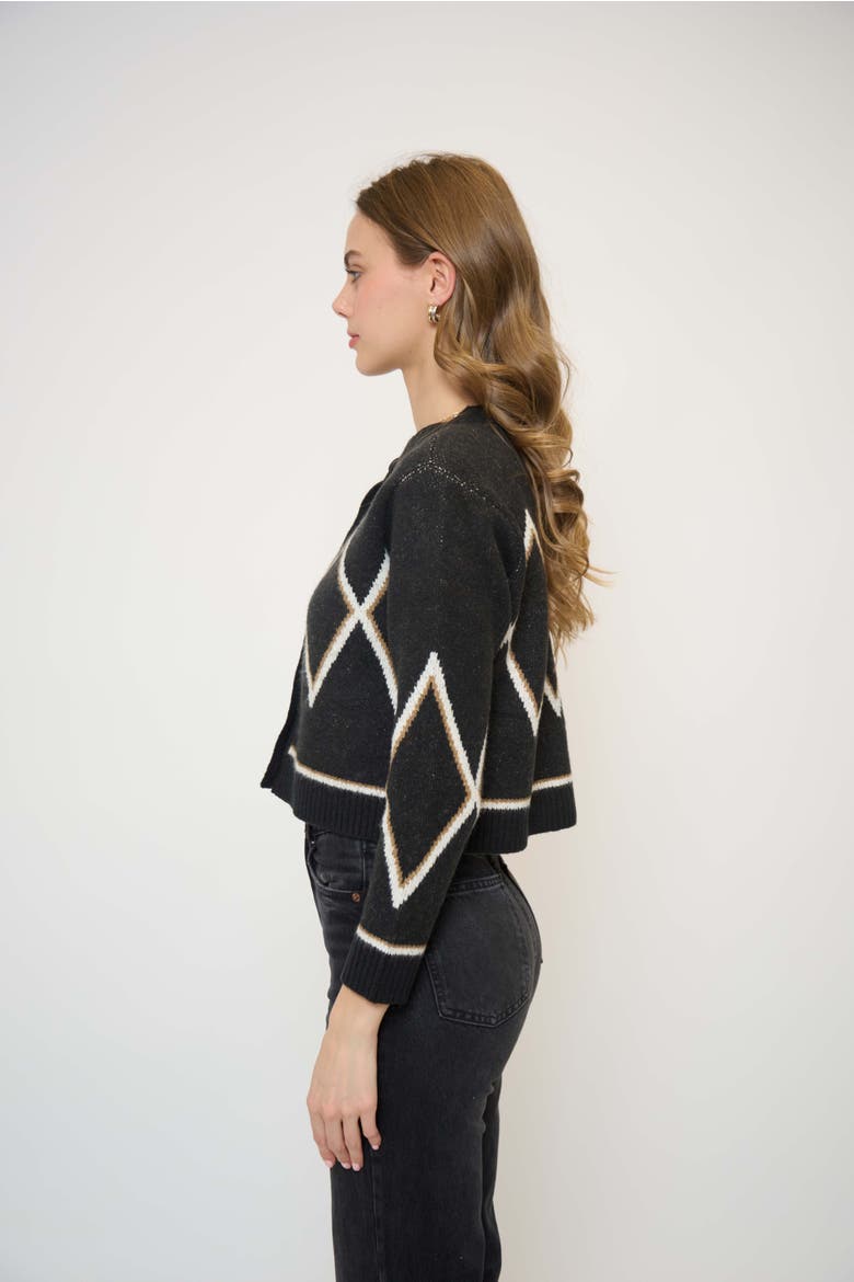 Wyatt Robbie Fair Isle Cardi, Alternate, color, Black