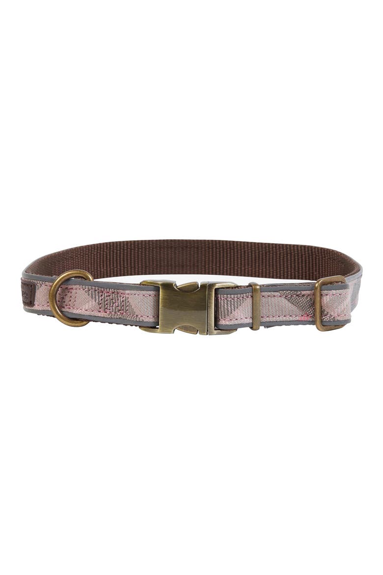 Reflective Tartan Dog Collar, Main, color, TAUPE/ PINKDNU