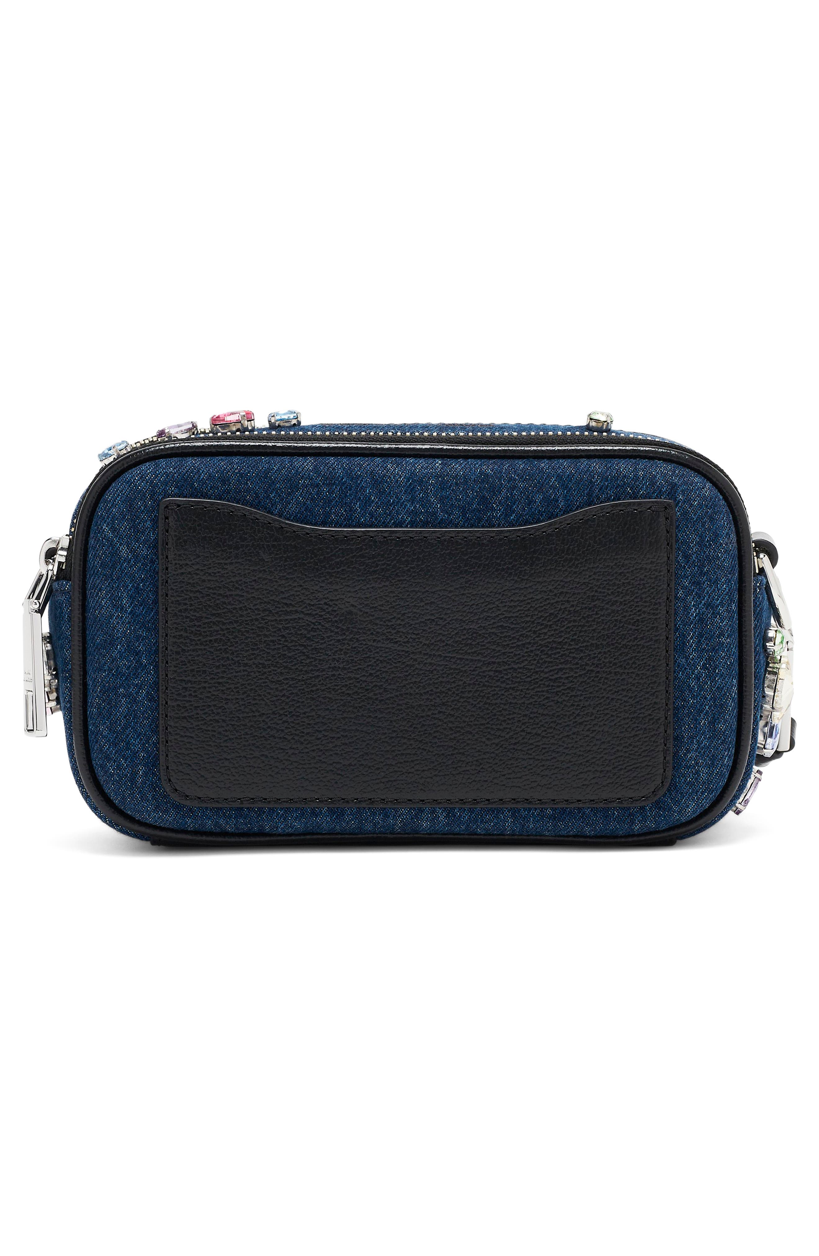 Marc Jacobs The Gem Denim Snapshot Crossbody Bag, Alternate, color, Indigo
