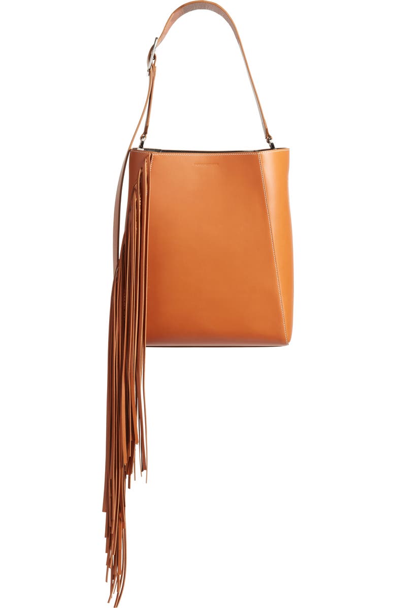 CALVIN KLEIN 205W39NYC Fringe Leather Bucket Bag, Main, color,