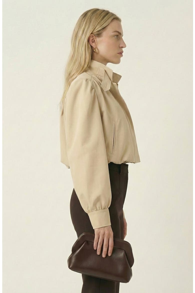 Soft Cropped Point Collar Jacket, Alternate, color, Tan