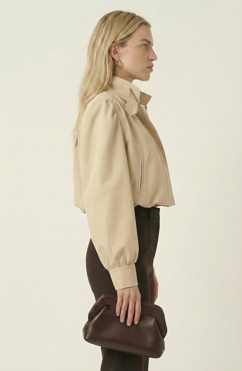 Modenaire Soft Cropped Point Collar Jacket, Alternate, color, Tan