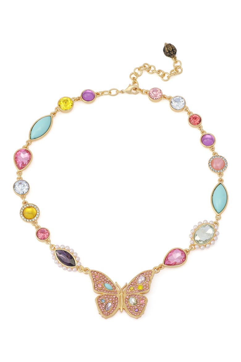 Butterfly Stone Necklace, Main, color, GOLD/ MULTI