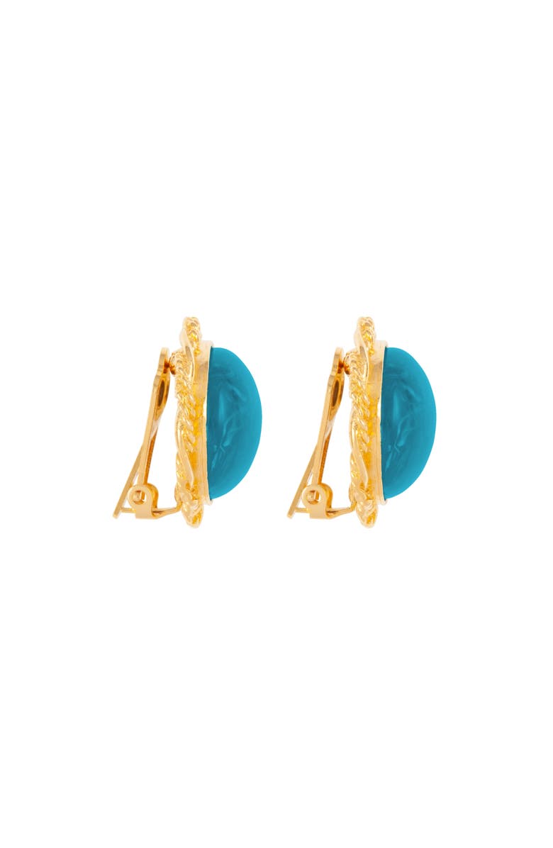 Susan Caplan 1980s Vintage Turquoise Clip-On Earrings, Alternate, color, Turquoise