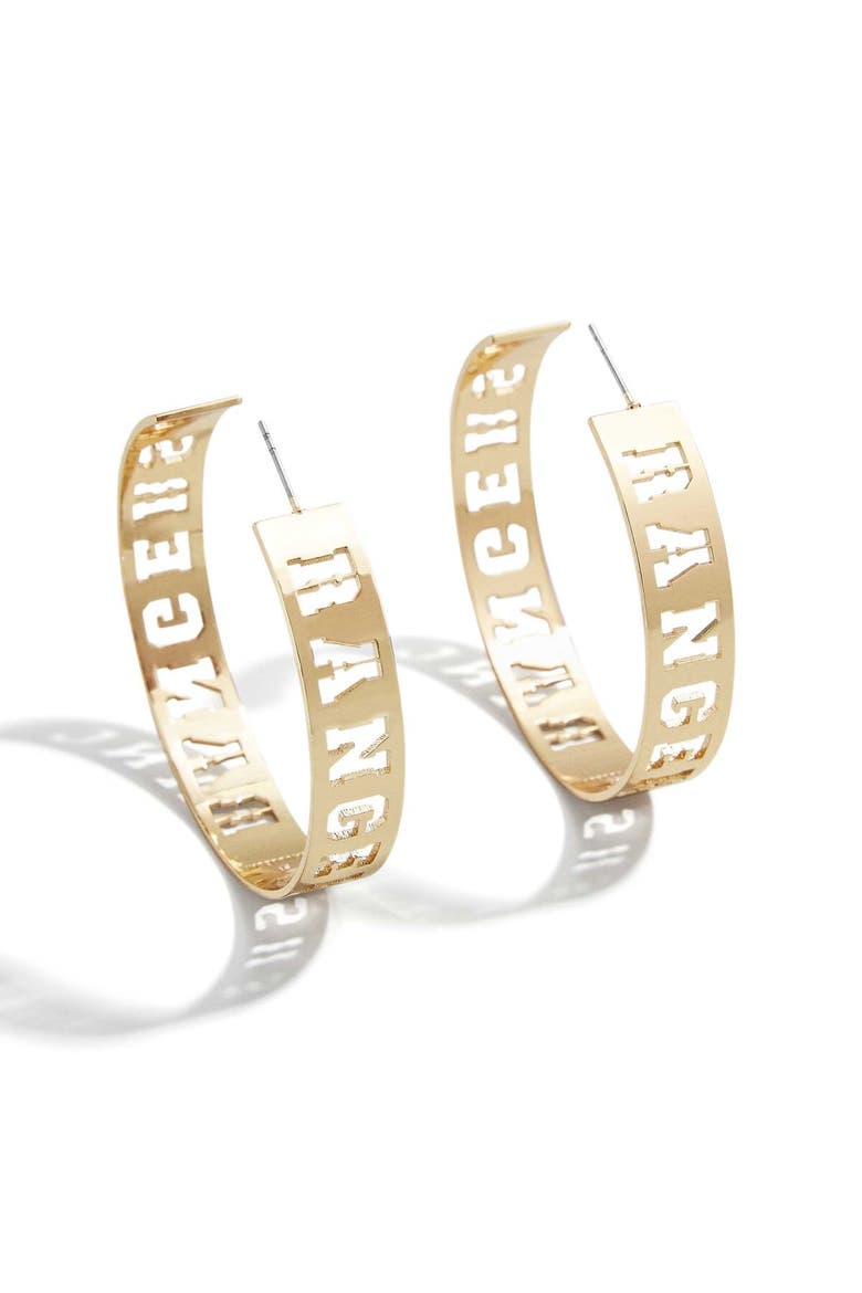 x Baublebar Texas Rangers Large Cutout Hoop Earrings, Main, color, Gold