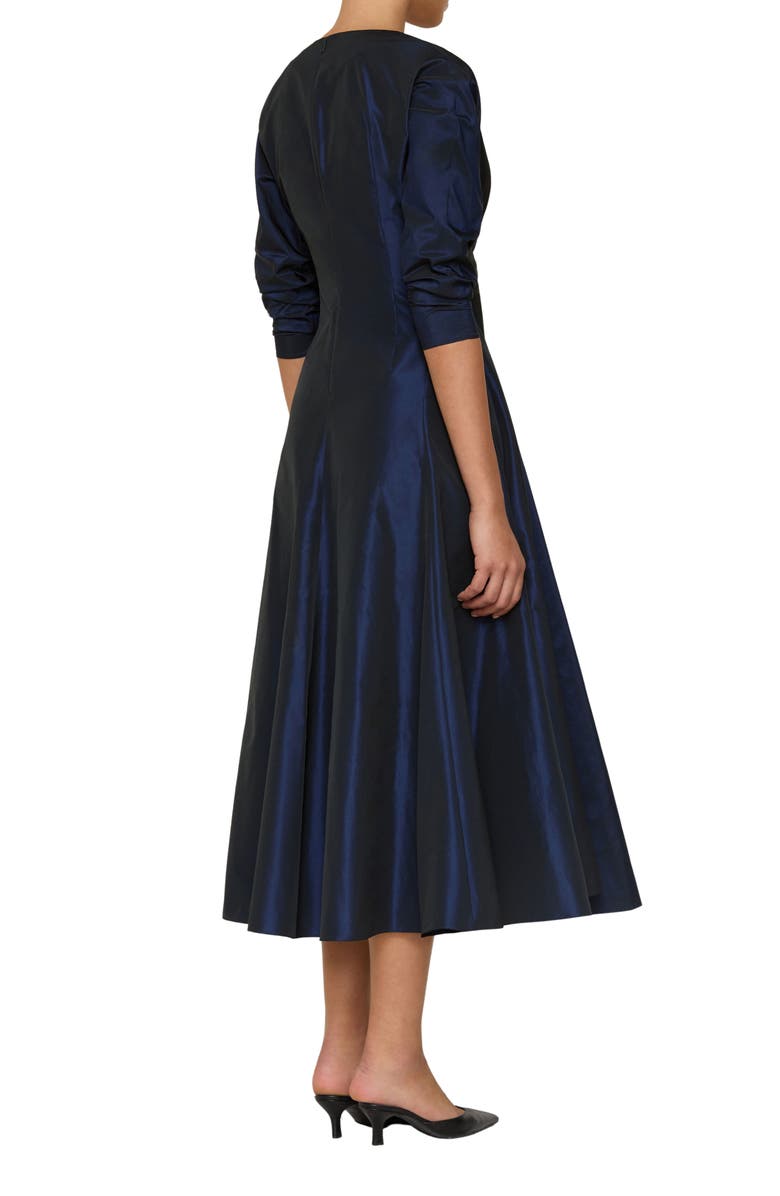 Lafayette 148 New York Side Tie Taffeta Fit & Flare Dress, Alternate, color, Royal Blue