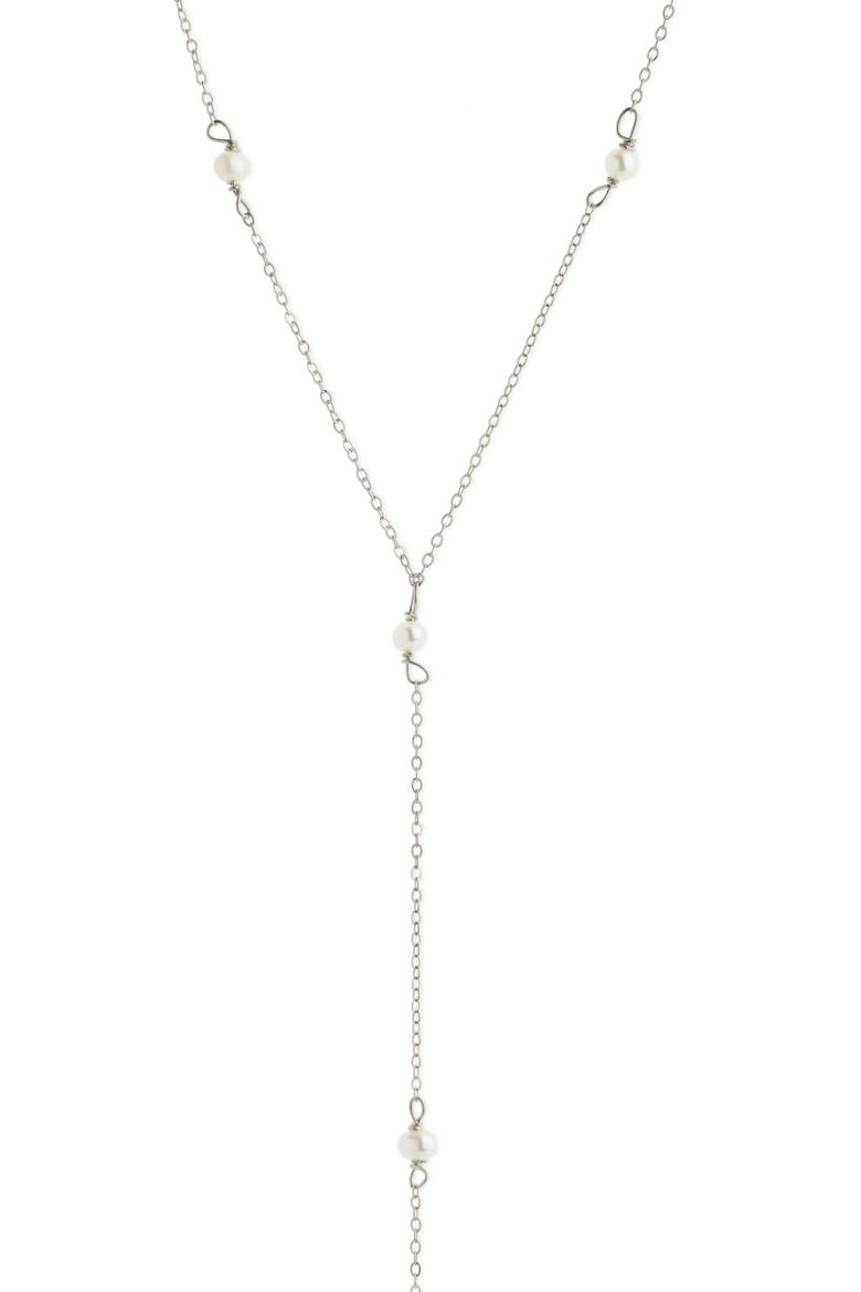 Freshwater Pearl Station Y-Necklace, Alternate, color, SILVER