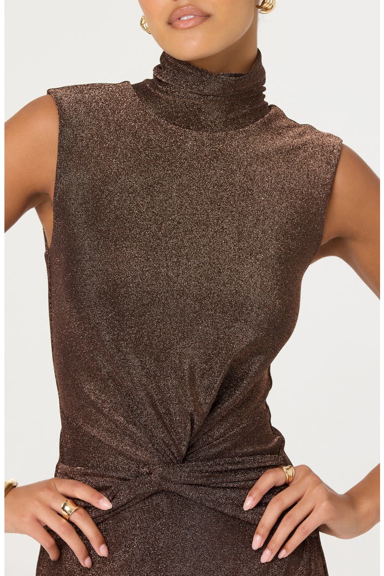 Riana Metallic Sleeveless Dress, Alternate, color, BROWN METALLIC