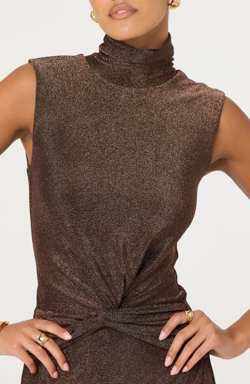 Astr The Label Riana Metallic Sleeveless Dress In Brown