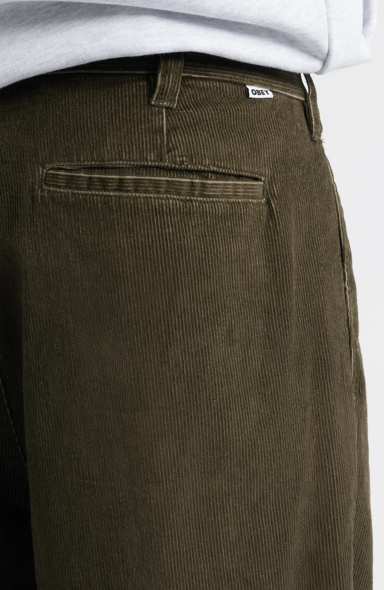Obey Dean Faded Wash Cotton Corduroy Pants, Alternate, color, Black Olive Faded Wash