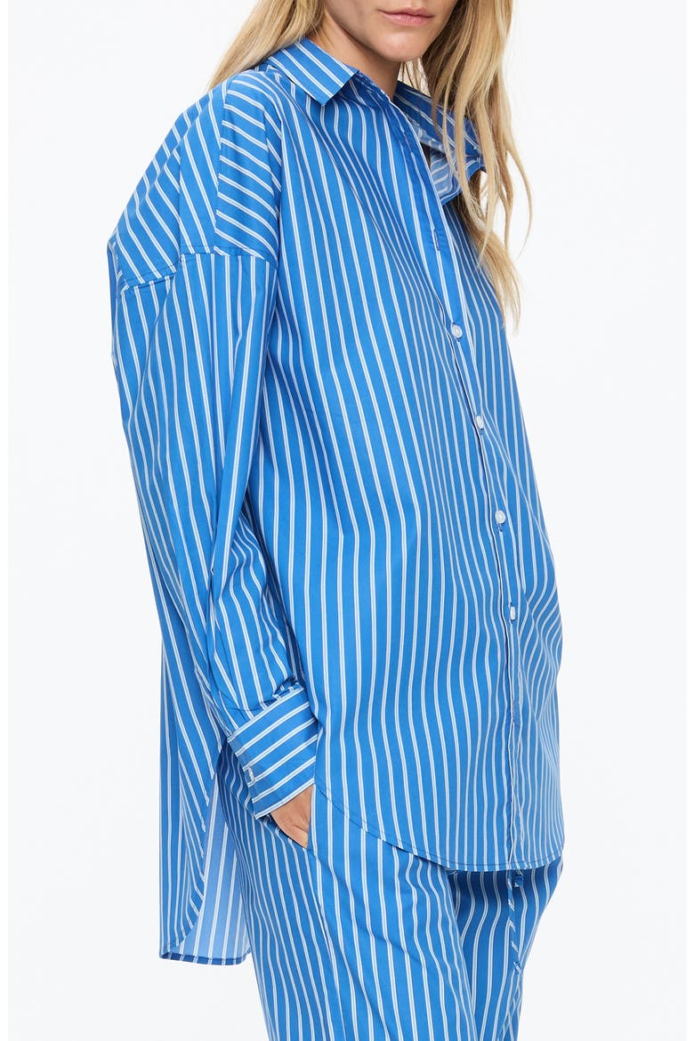 Mara Striped Long Sleeve Cotton Shirt, Alternate, color, INK BLUE/ SKY/ NAVY/ NATURAL