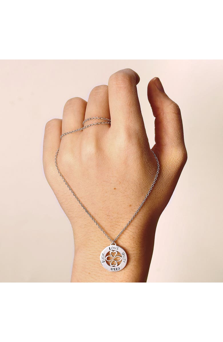 BLING JEWELRY Ayllu Infinity Heart Clover Round Pendant Necklace, Alternate, color, Silver