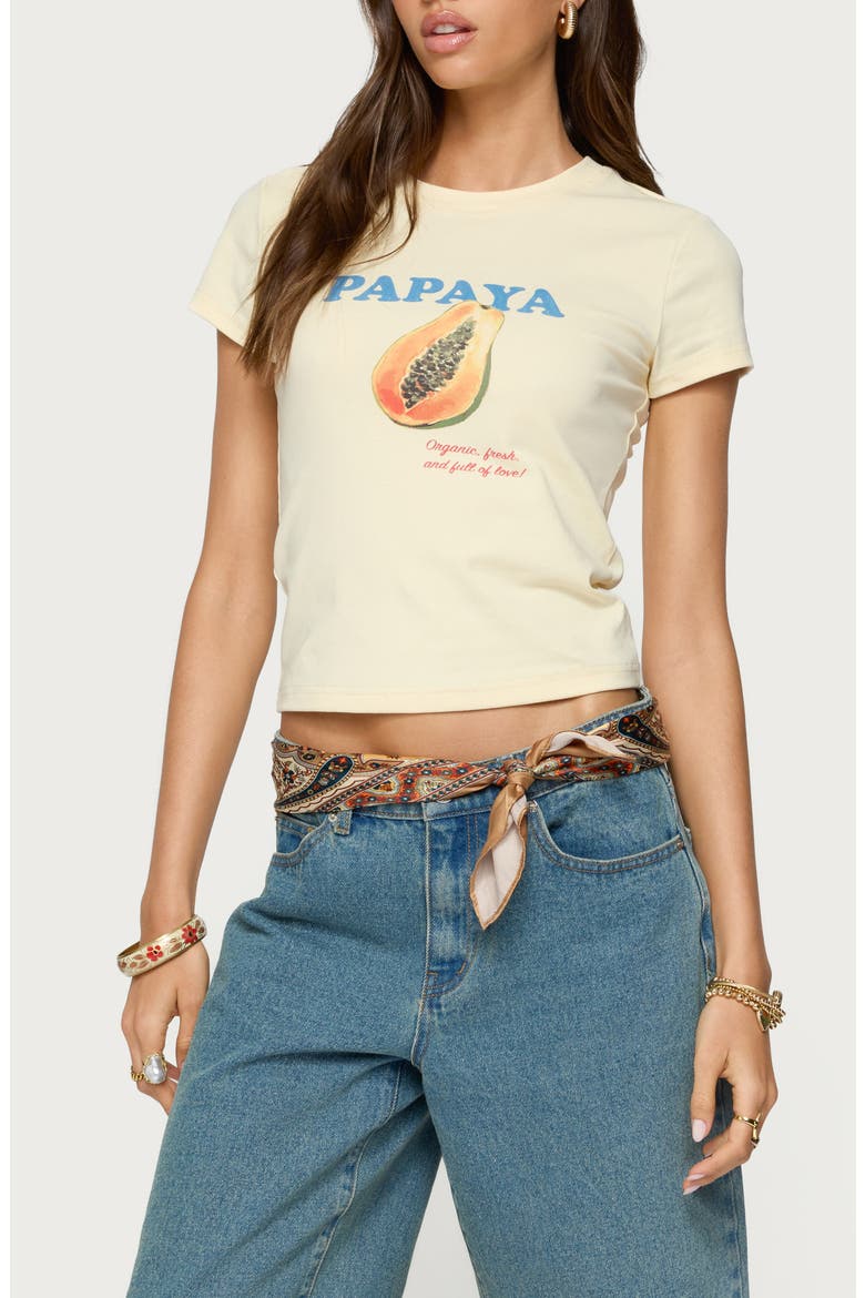 Papaya Stretch Cotton Graphic T-Shirt, Main, color, YELLOW