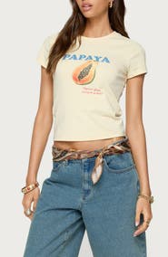 EDIKTED Papaya Stretch Cotton Graphic T-Shirt