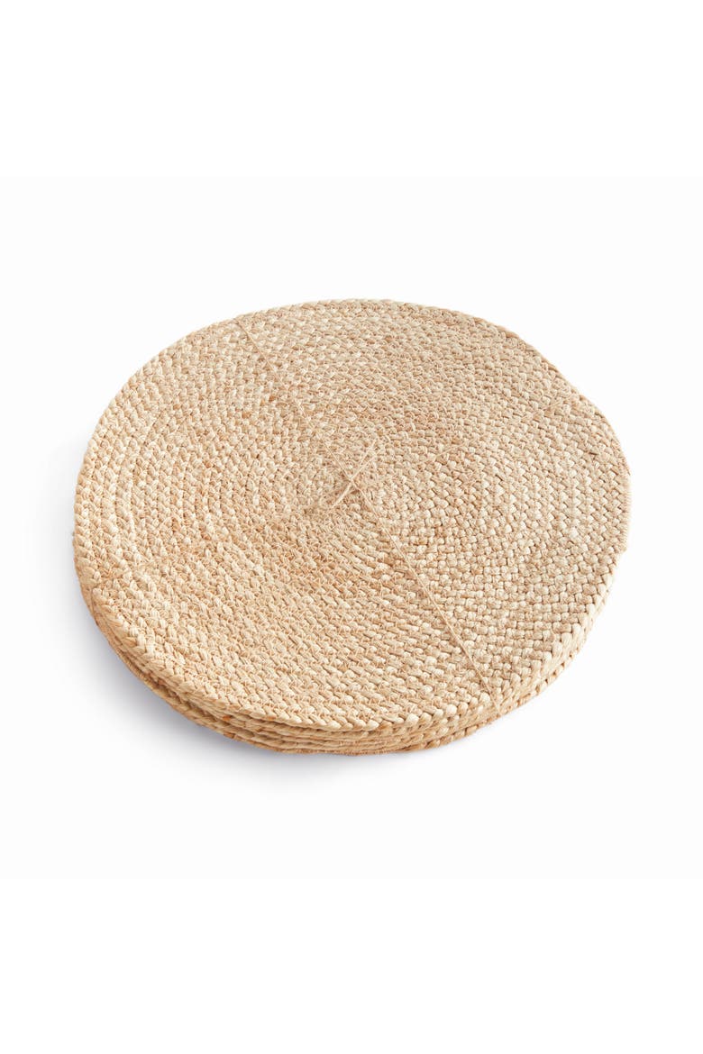 Jute Coil Round Placemats, Set of 8 - Natural, Main, color, Brown
