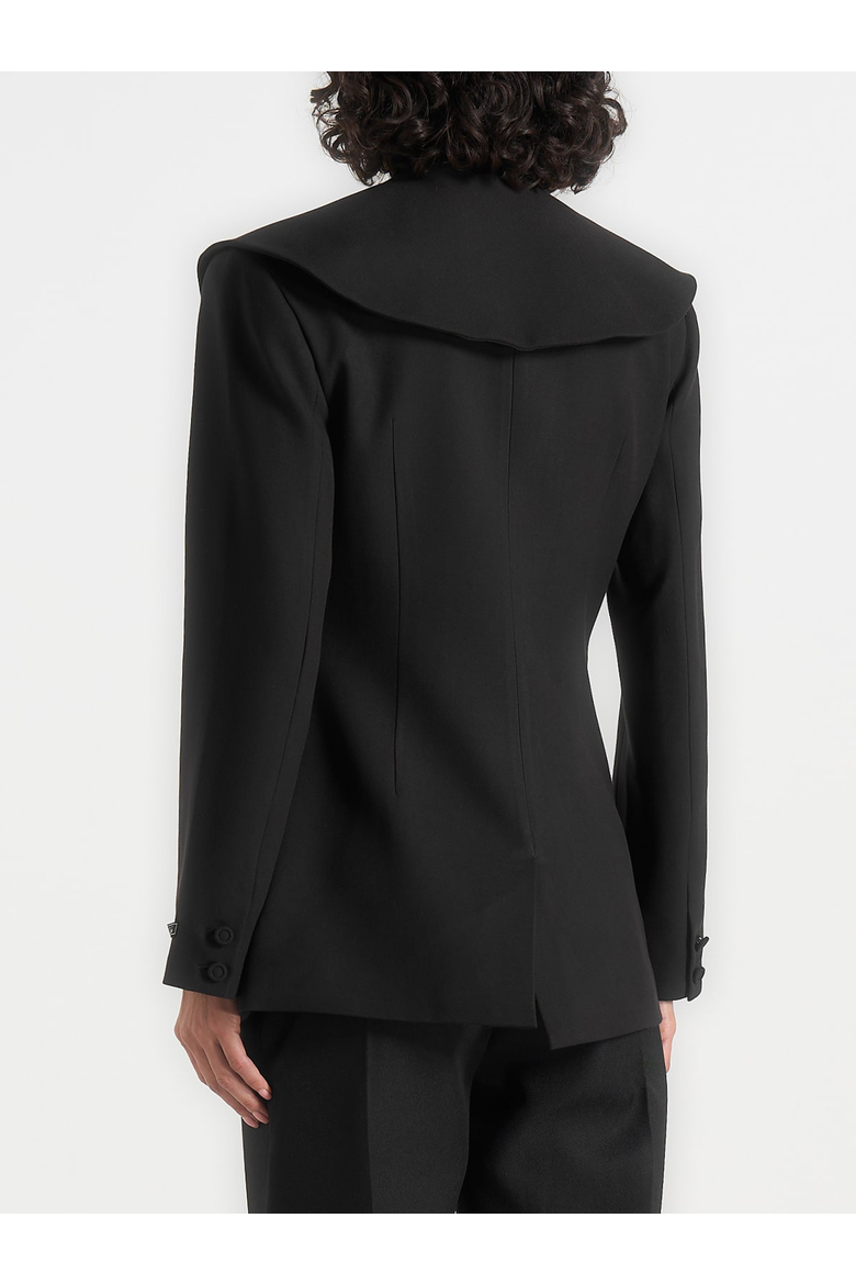Emy Tailored Cinch Waist Shawl Blazer, Alternate, color, Black