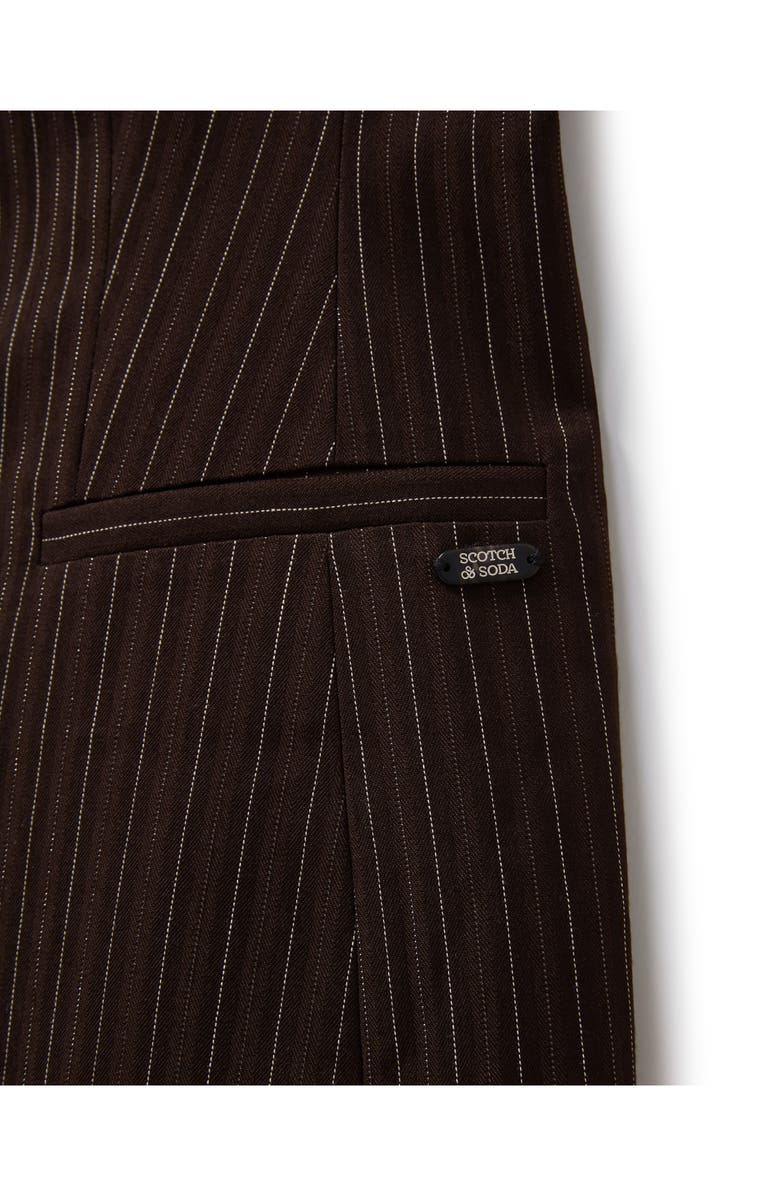 Scotch & Soda Pinstripe Longline Vest, Alternate, color, Brown Pinstripe
