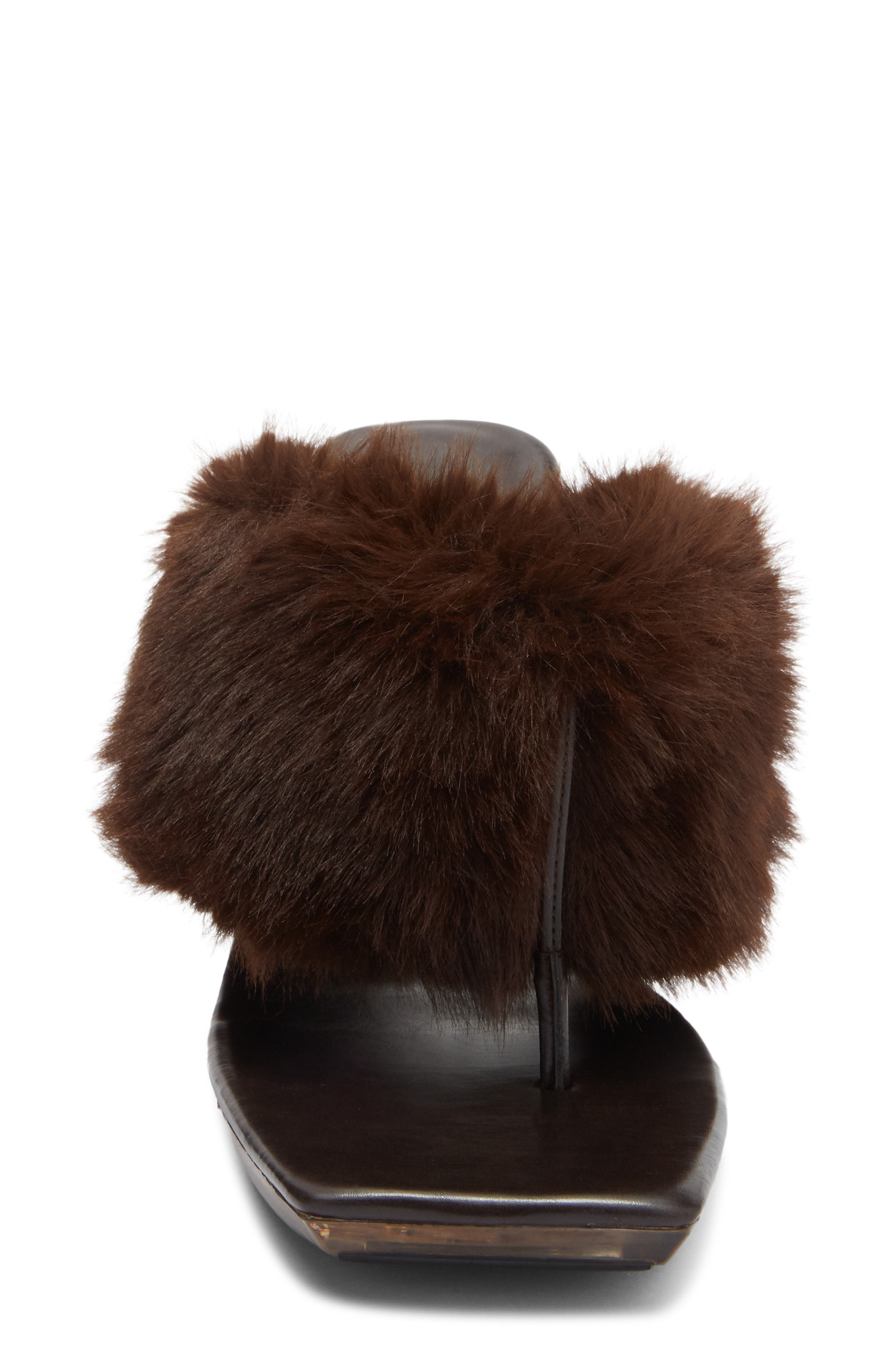 Delusions Faux Fur Slide Sandal, Alternate, color, BROWN COMBO