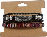 Adornia Men's Set of 2 Black Leather & Woven Slider Bracelets