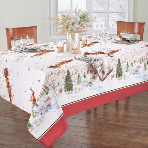 Santa's Snowy Sleighride Tablecloth