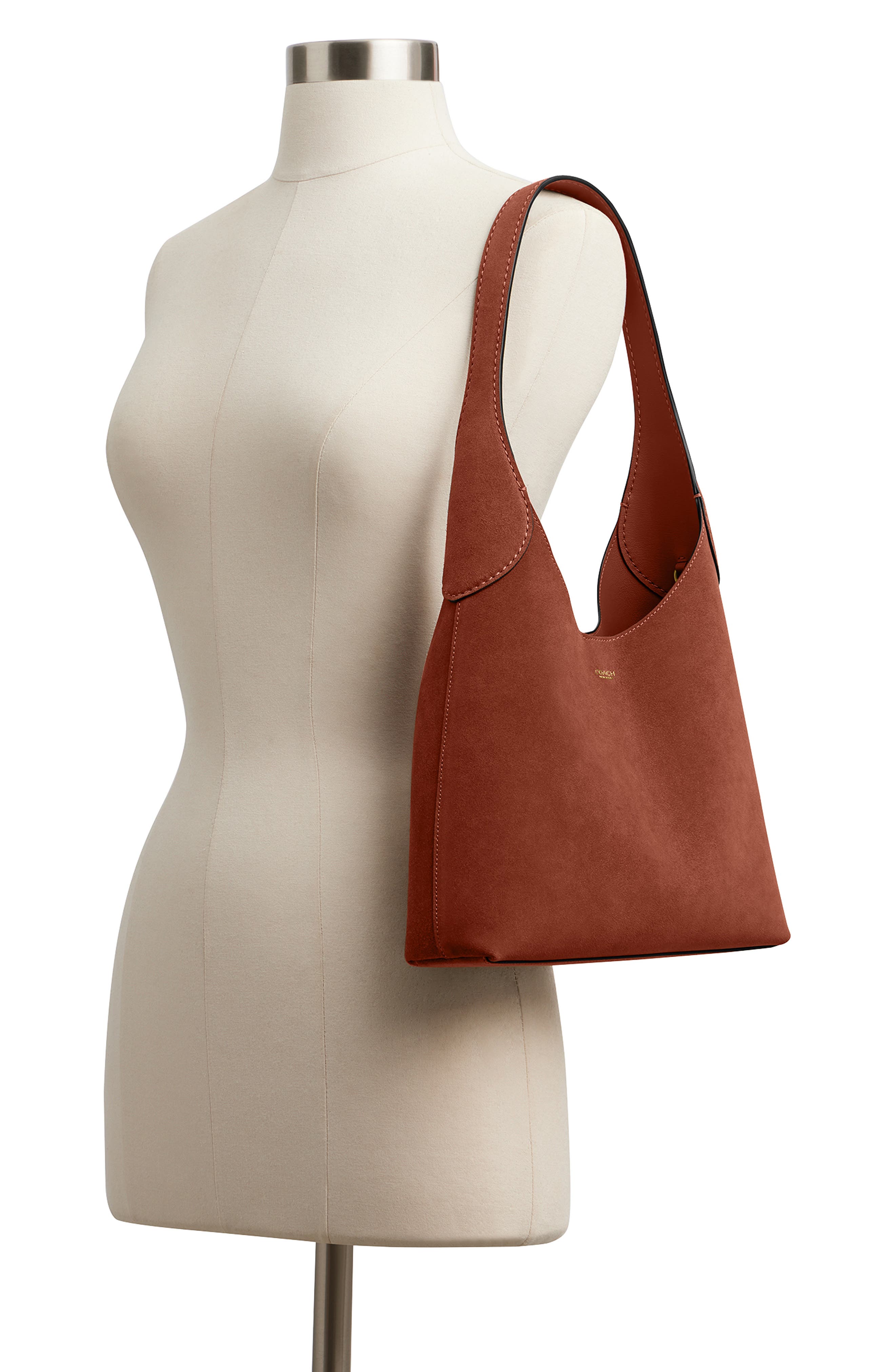COACH Brooklyn 28 Suede Shoulder Bag, Alternate, color, Clay