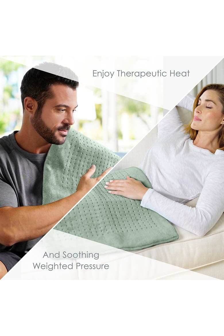 PureRelief WeightedWarmth Extra-Wide Weighted Heating Pad, Main, color, SEA GLASS