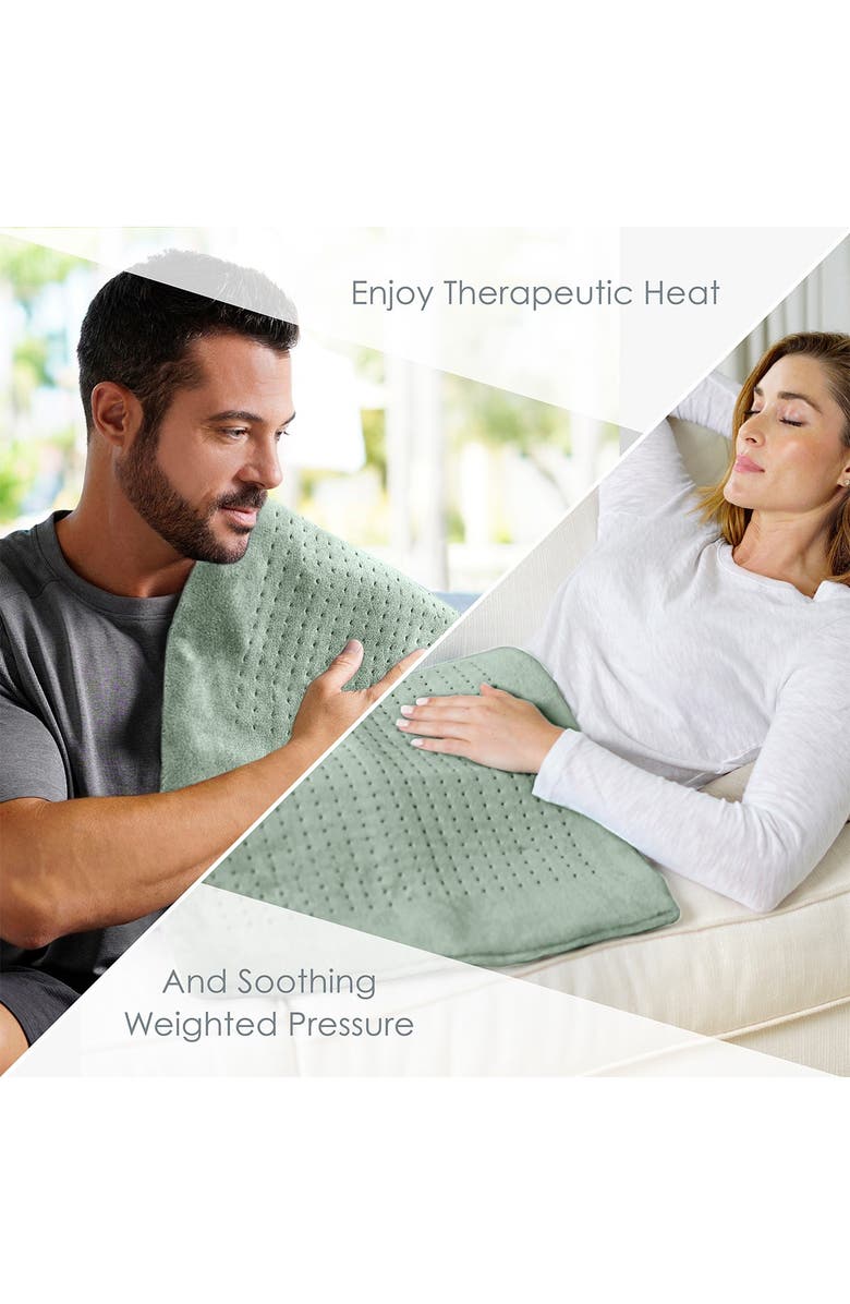 PURE ENRICHMENT PureRelief WeightedWarmth Extra-Wide Weighted Heating Pad, Main, color, Sea Glass